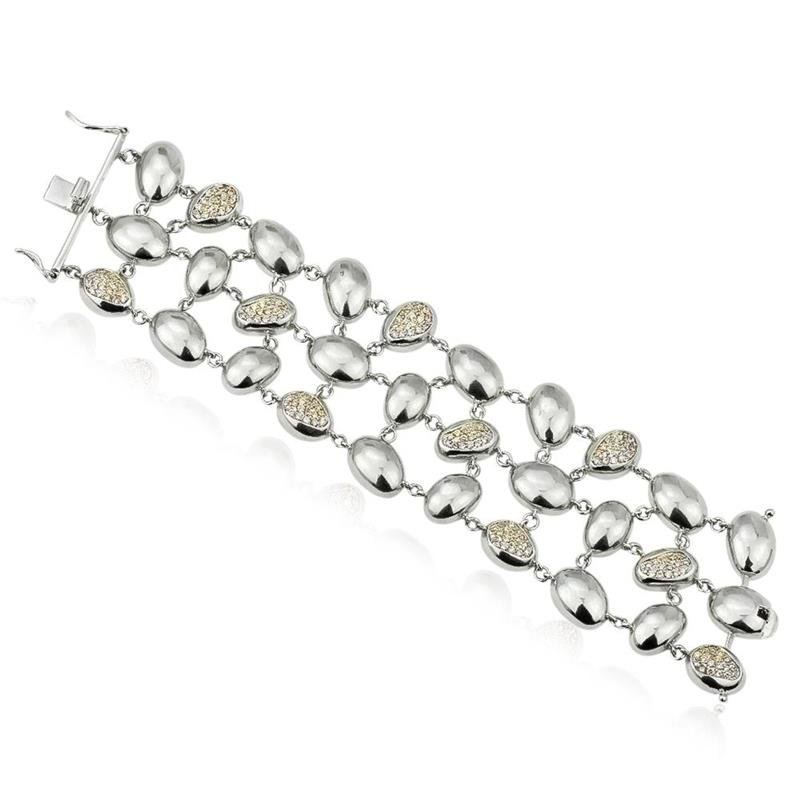 PULSEIRA FOLHEADA RÓDIO BRANCO CRAVEJADO