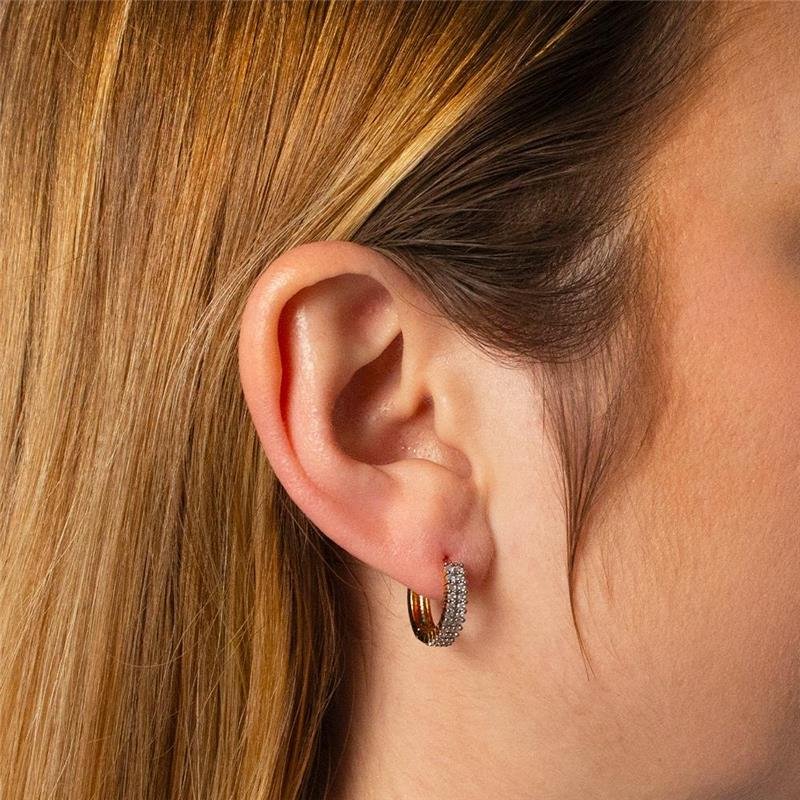 ARGOLA FOLHEADO DUAS LINHAS CRAVEJADA PEQUENA 