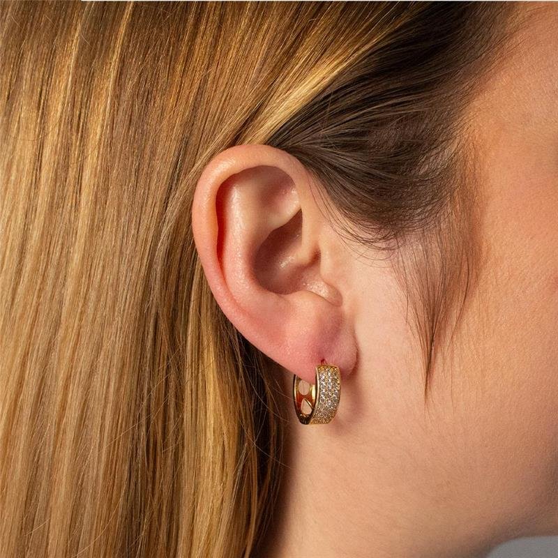 ARGOLA FOLHEADO TRABALHADA ZIRCÔNIA 