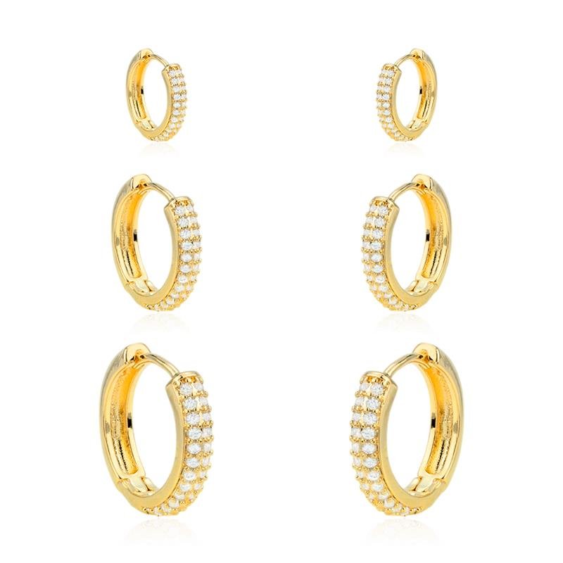 ARGOLA TRIO FOLHEADA CRAVEJADA