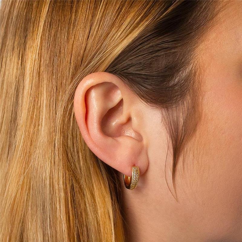 ARGOLA FOLHEADO DUAS LINHAS CRAVEJADA