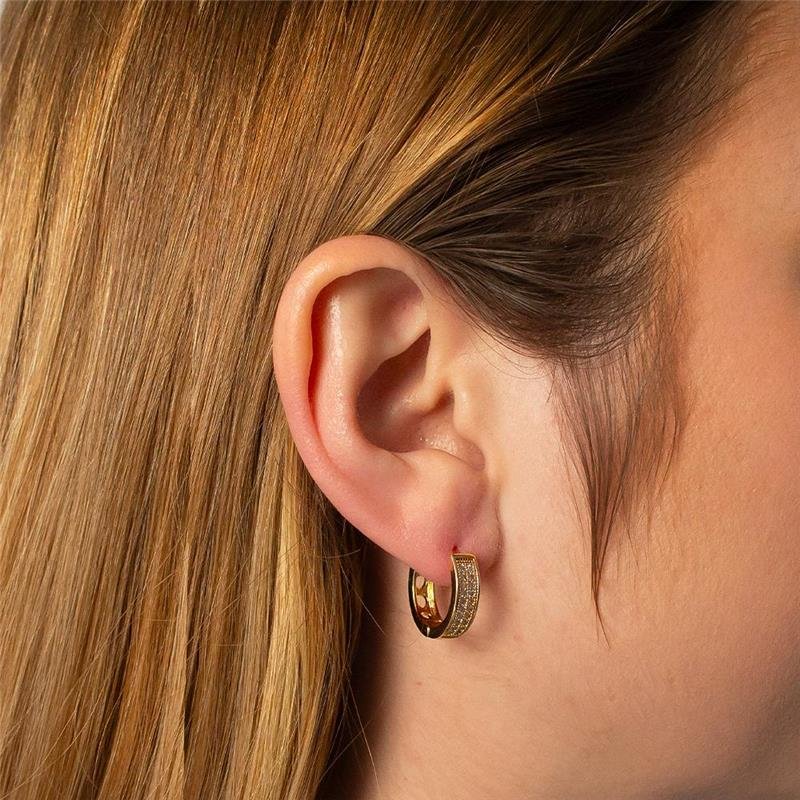 ARGOLA FOLHEADA ZIRCÔNIA QUADRADA