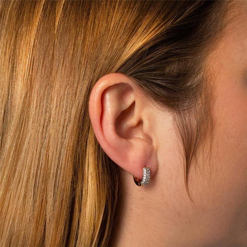 ARGOLA FOLHEADO CRAVEJADA ZIRCÔNIA PEQUENA 