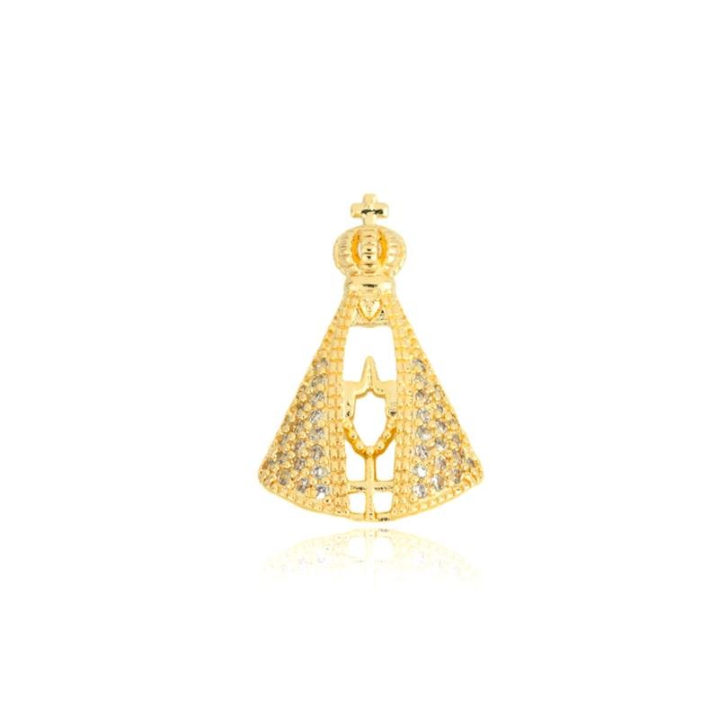 PINGENTE FOLHEADO NOSSA SENHORA APARECIDA ZIRCÔNIA