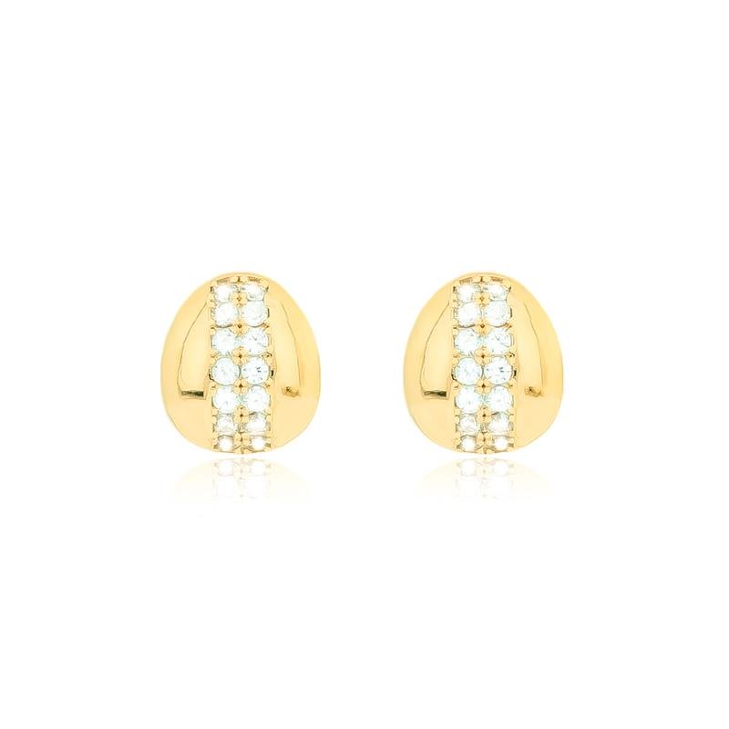 BRINCO FOLHEADO OVAL PONTO DE LUZ
