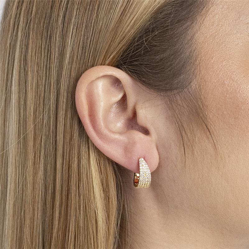 ARGOLA FOLHEADA CRAVEJADOS COM ZIRCÔNIA