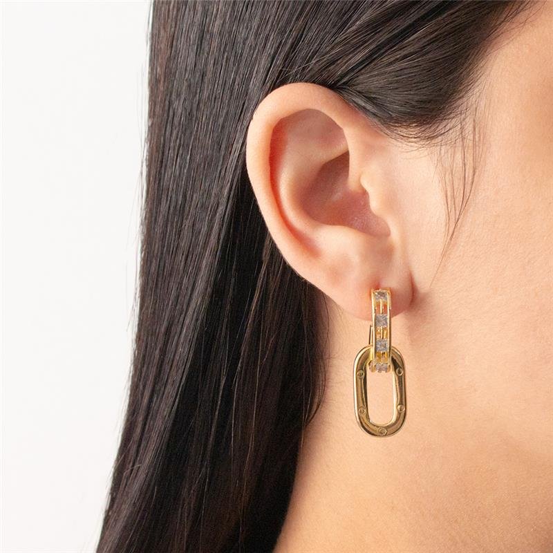 BRINCO FOLHEADO COM DETALHES E ZIRCÔNIA 
