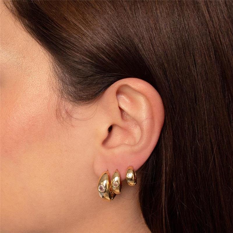 ARGOLA TRIO FOLHEADA COM PONTO DE LUZ 