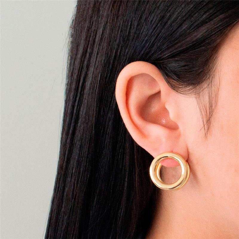 BRINCO FOLHEADO CÍRCULO LISO 