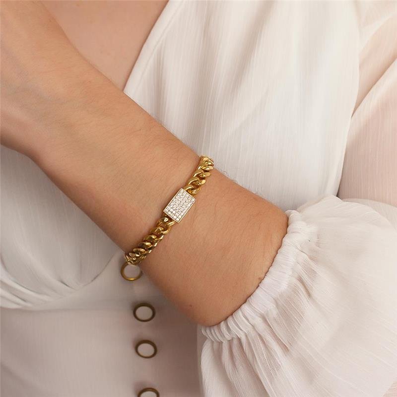 PULSEIRA FOLHEADA MALHA GRUMET CRAVEJADA