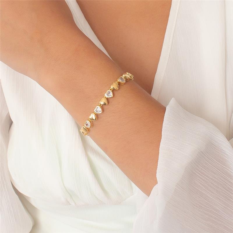 PULSEIRA FOLHEADA CORAÇÃO COM PONTOS DE LUZ 