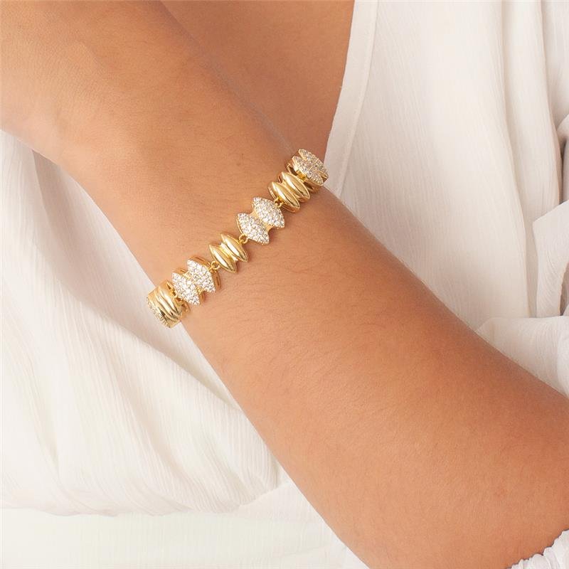 PULSEIRA FOLHEADA COM DETALHES CRAVEJADOS 