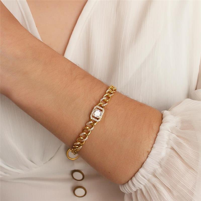 PULSEIRA FOLHEADA MALHA GRUMET CRAVEJADA