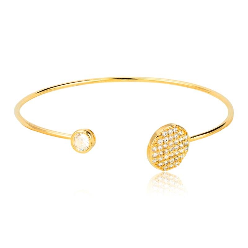 BRACELETE FOLHEADO CIRCULO CRAVEJADO