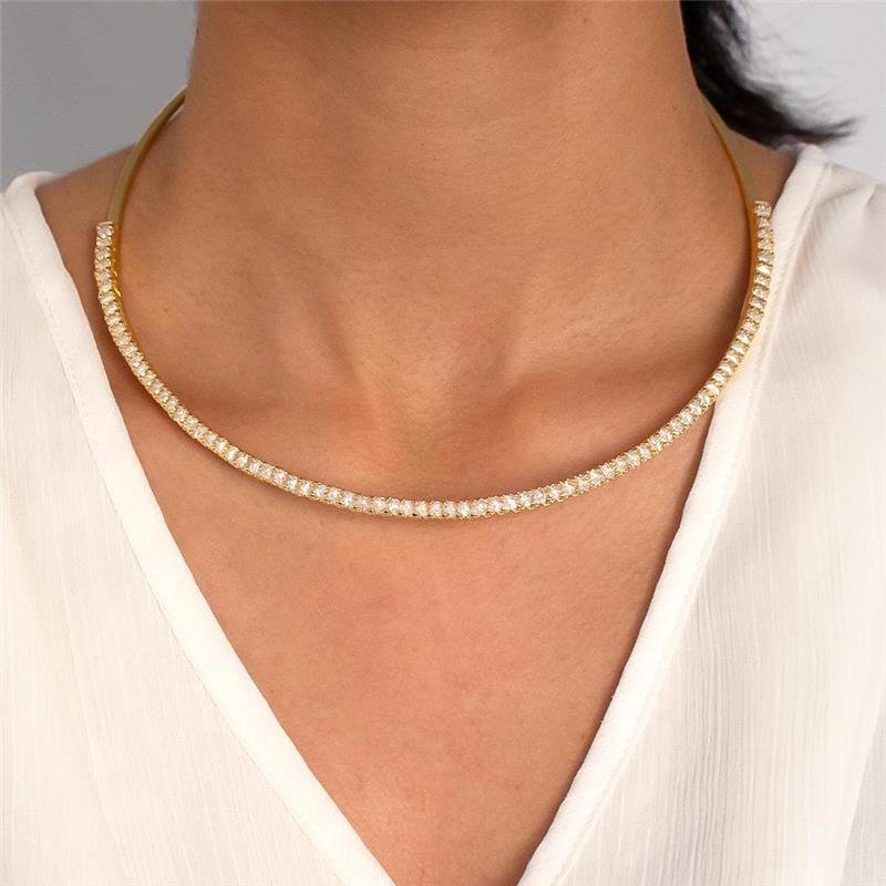 GARGANTILHA ARO FOLHEADO COM CRISTAIS 