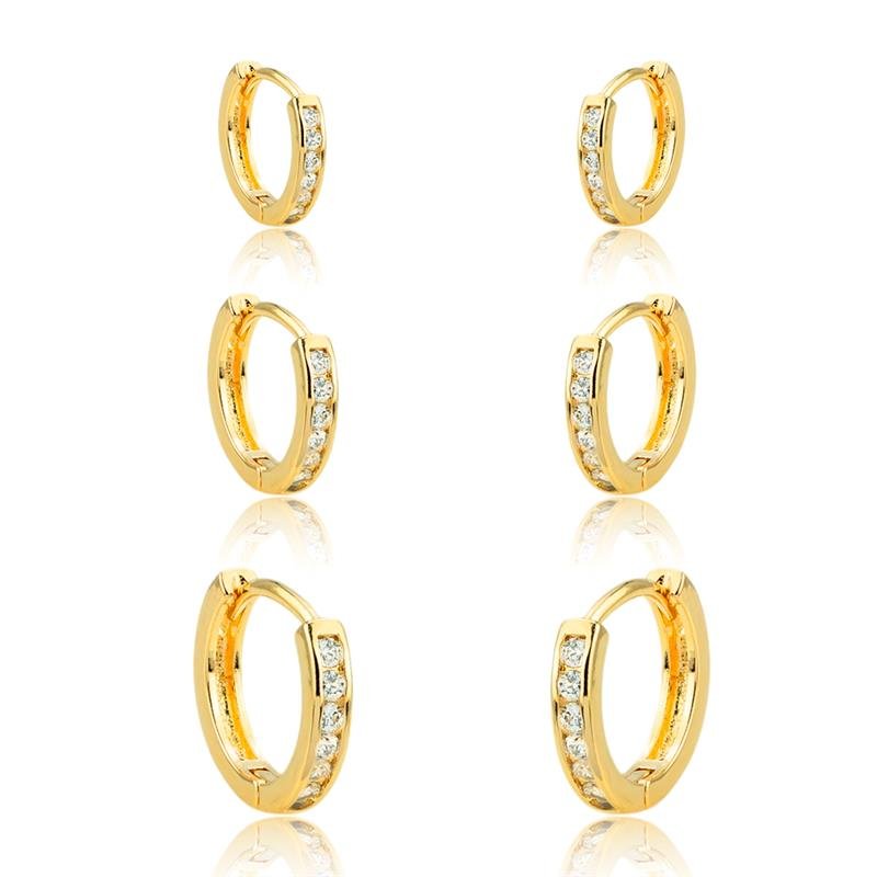 ARGOLA TRIO FOLHEADO COM DETALHES DE ZIRCÔNIA 