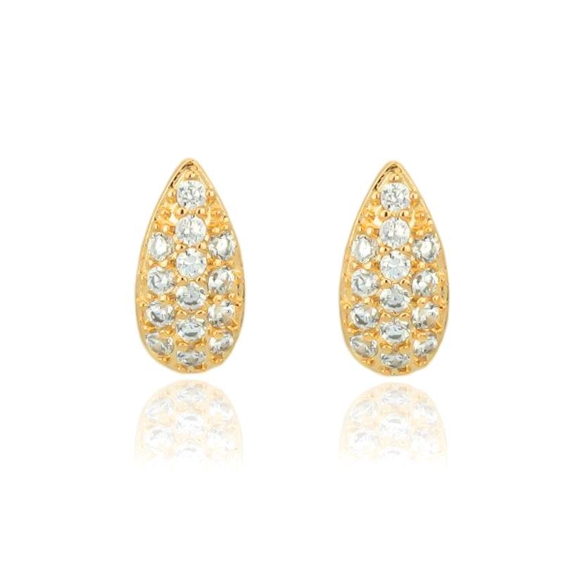 BRINCO FOLHEADO GOTA ZIRCÔNIA