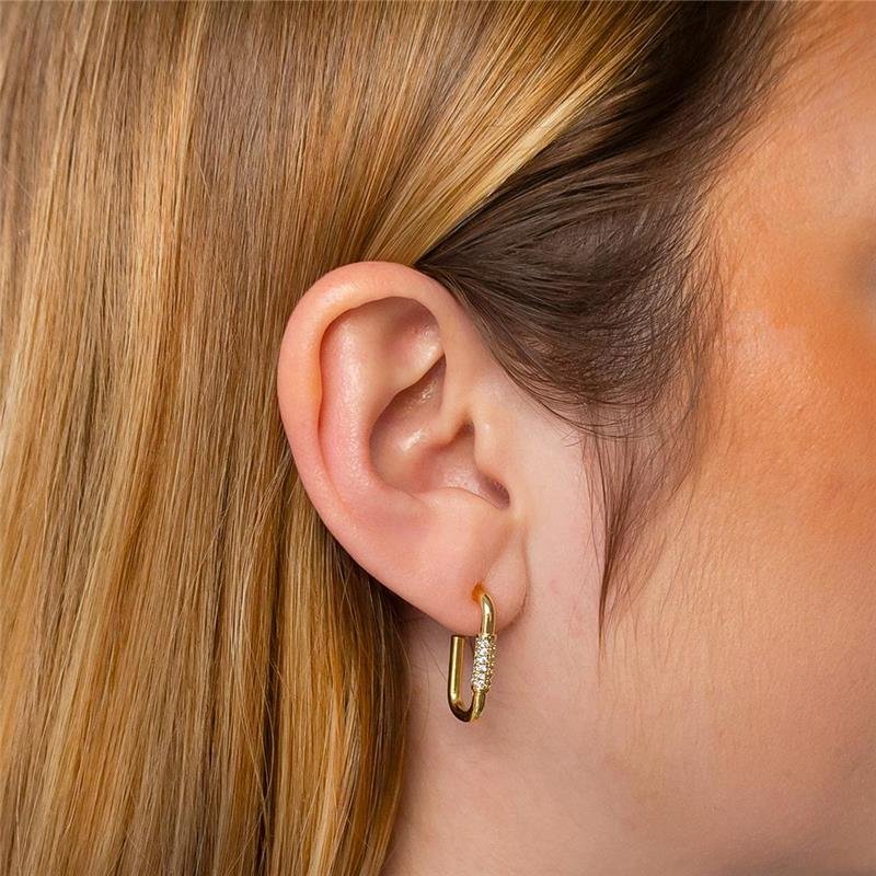 ARGOLA FOLHEADA ZIRCÔNIA GANCHO 