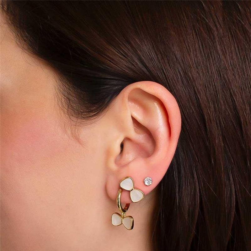 ARGOLA TRIO FOLHEADA MADREPÉROLA TOPE