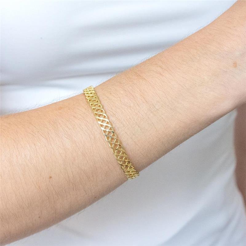 BRACELETE FOLHEADO TRANÇADO DOURADO