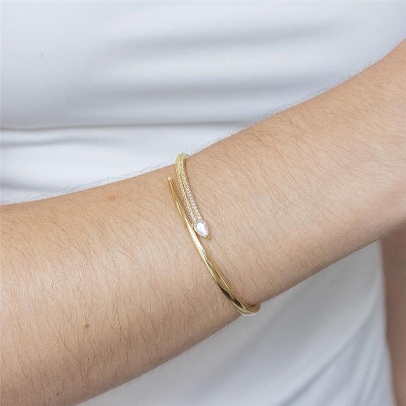 BRACELETE FOLHEADO CAMINHO CRAVEJADO