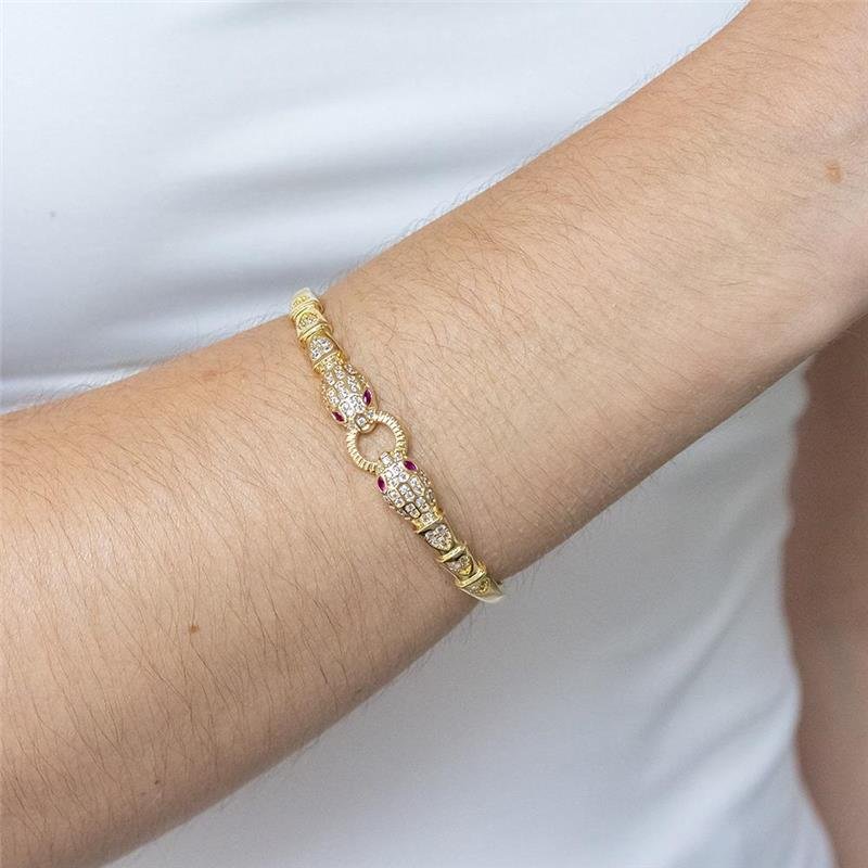 BRACELETE FOLHEADO COBRAS CRAVEJADAS