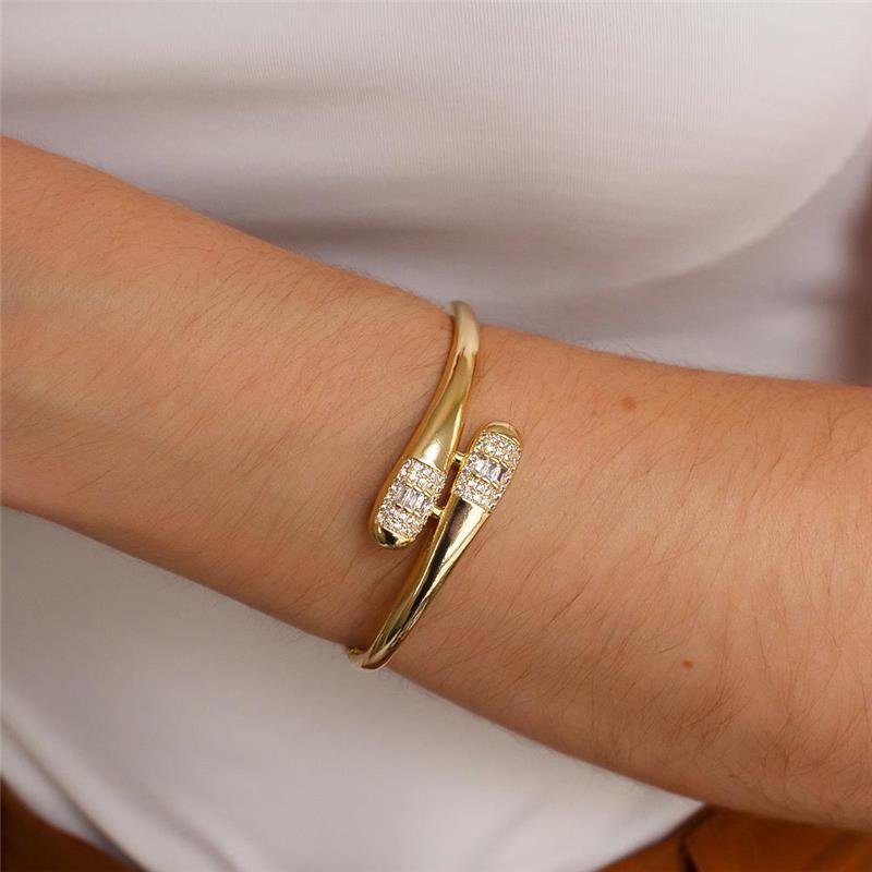 BRACELETE FOLHEADO ZIRCÔNIA BRILHO DUPLO