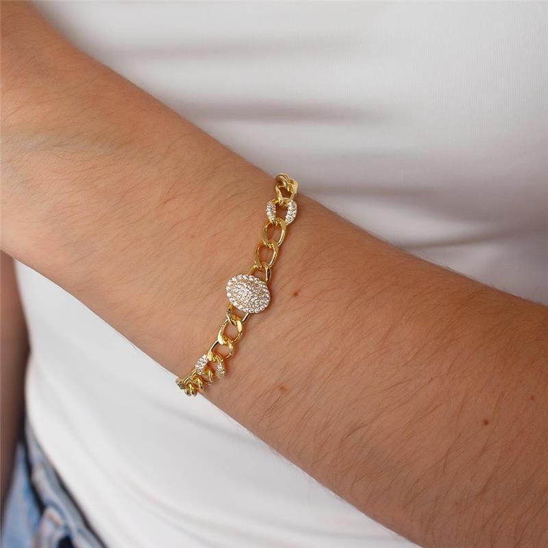 PULSEIRA FOLHEADA MALHA GRUMET CRAVEJADA