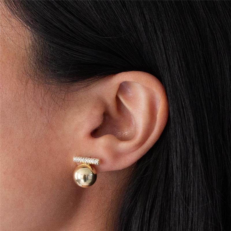 BRINCO FOLHEADO ESFERA BARRA ZIRCÔNIA