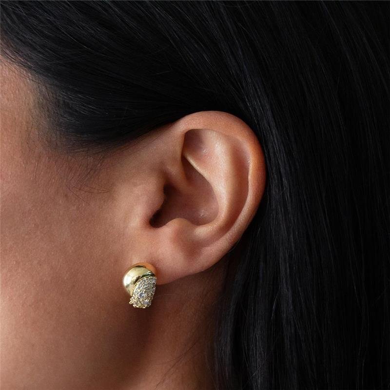 BRINCO FOLHEADO LISO E CRAVEJADO