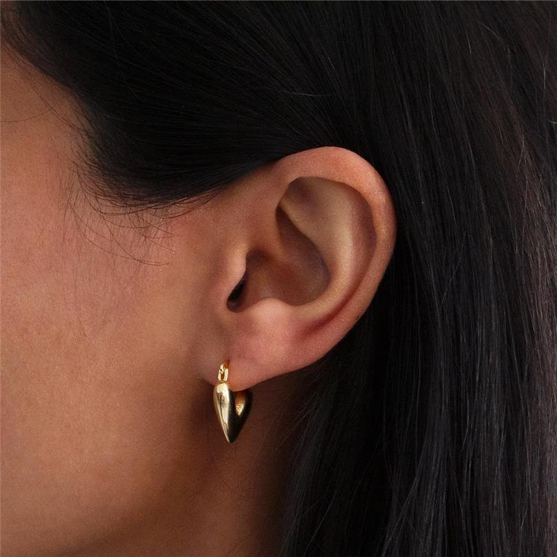 ARGOLA FOLHEADA CORAÇÃO LISO