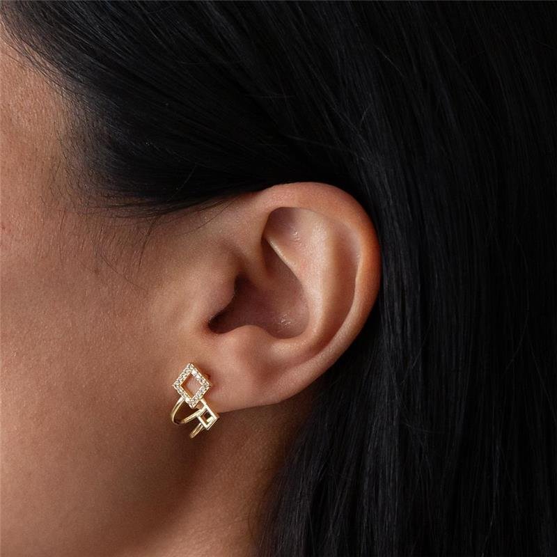 BRINCO FOLHEADO QUADRADO CRAVEJADO