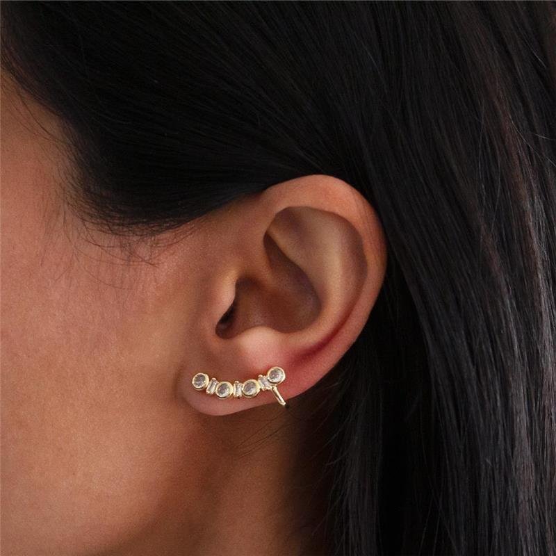 BRINCO FOLHEADO EAR CUFF CRAVEJADO