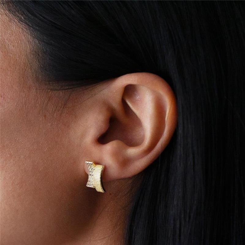 BRINCO FOLHEADO DUO CRAVEJADO E GRANULADO