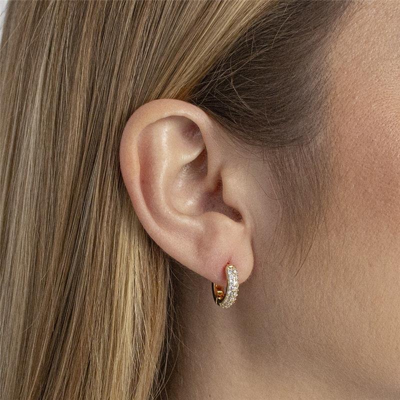 ARGOLA FOLHEADA CRAVEJADA COM ZIRCÔNIAS 