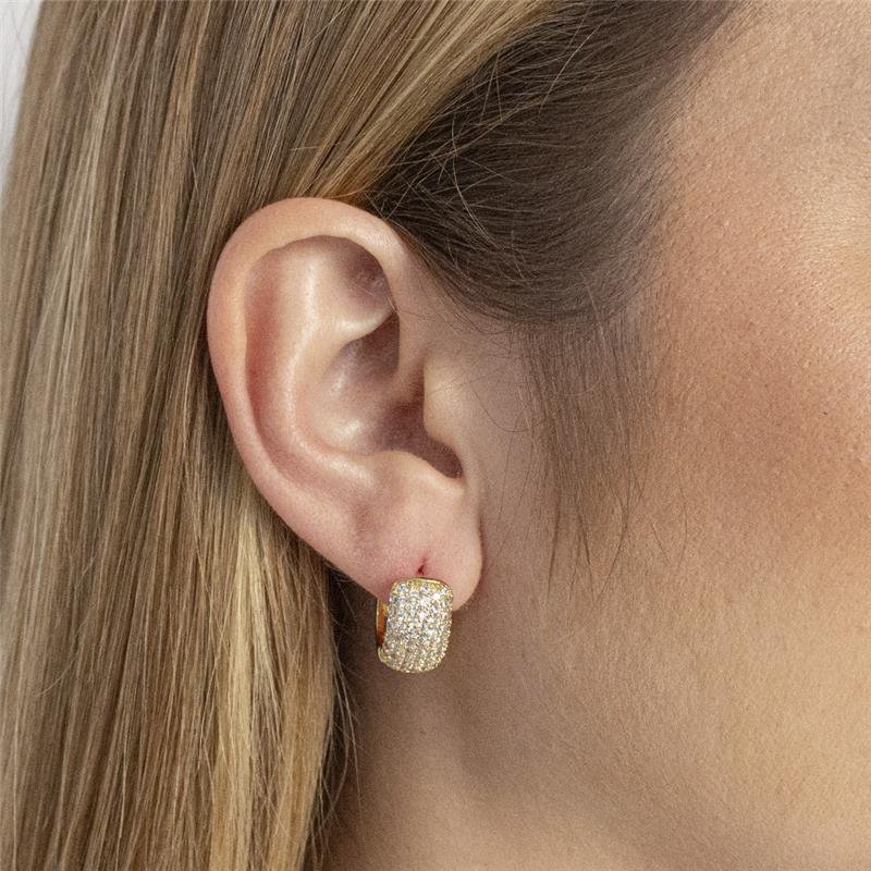 ARGOLA FOLHEADA CRAVEJADA COM ZIRCÔNIAS 