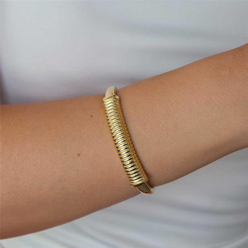 BRACELETE FOLHEADO CRAVEJADO