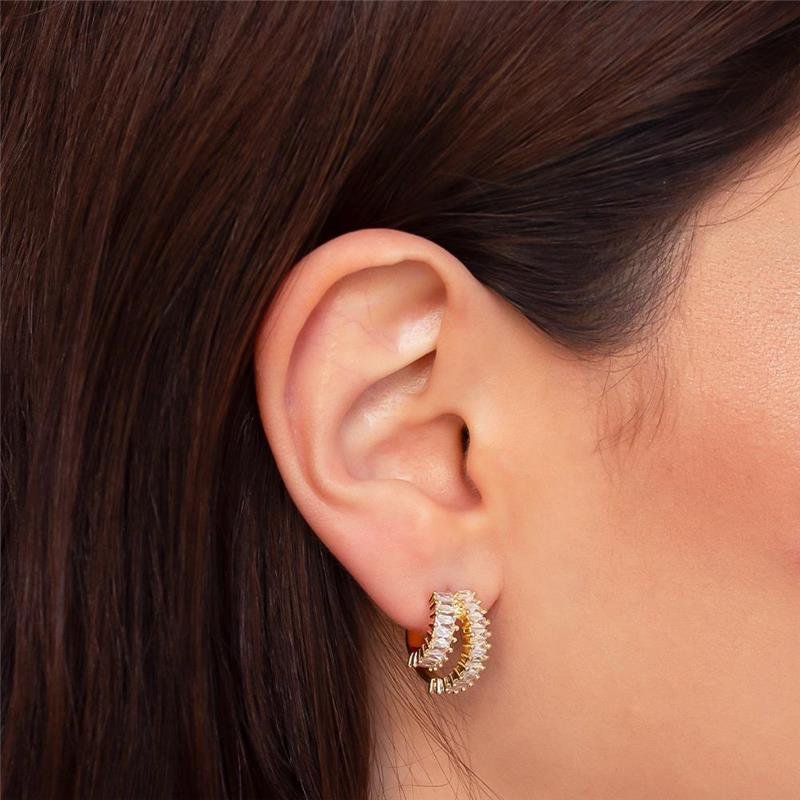 SEMI-ARGOLA FOLHEADA ZIRCÔNIA BAGUETE