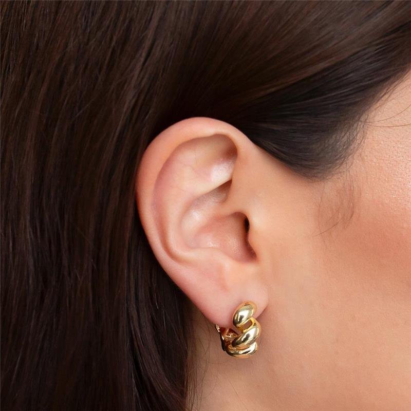 ARGOLA FOLHEADA TEXTURIZADA