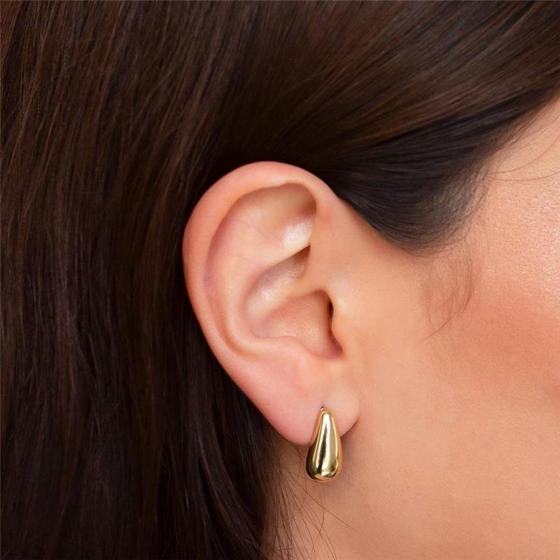 BRINCO FOLHEADO GOTA LISA