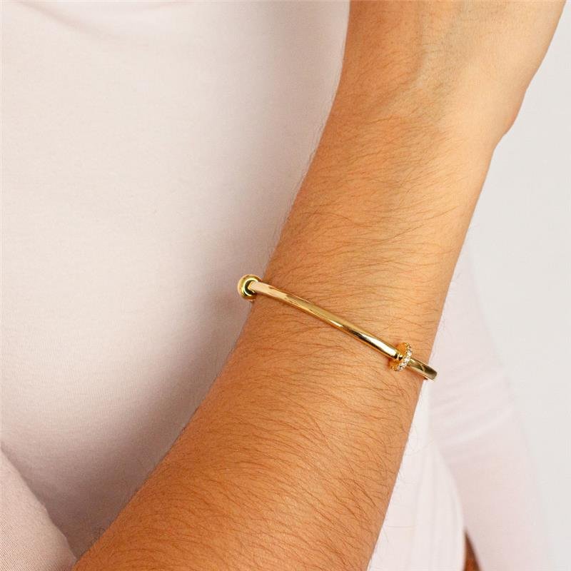 BRACELETE FOLHEADO COM DETALHE DE ZIRCÔNIA - CRUSH 