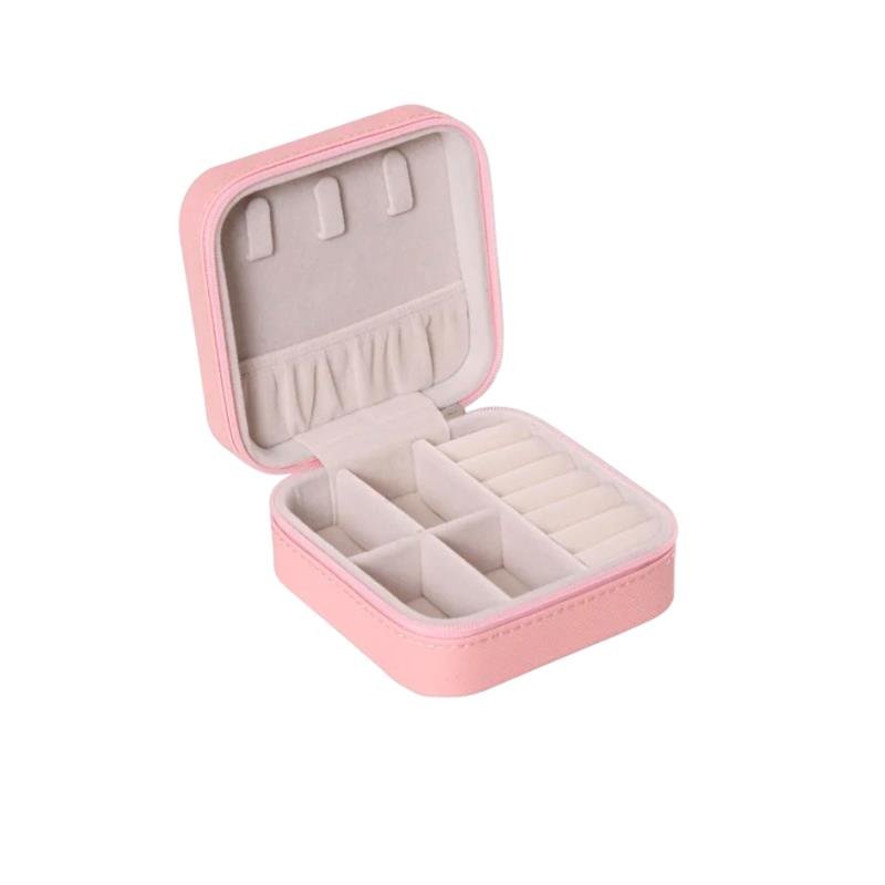 PORTA JÓIA QUADRADO ROSA CROCO