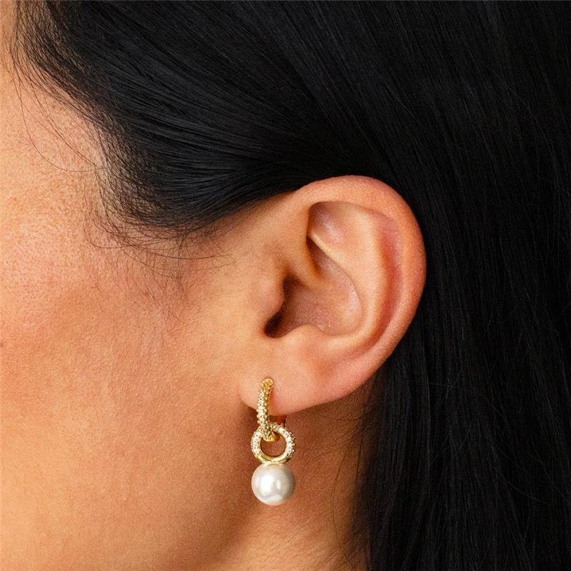 ARGOLA FOLHEADA ZIRCÔNIA PEROLA