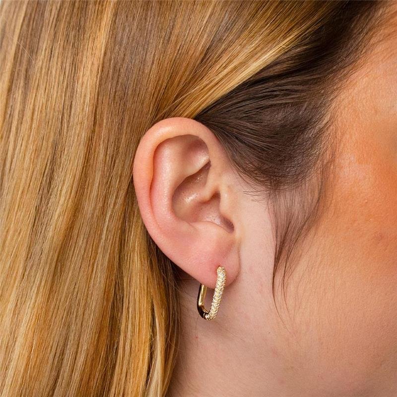 ARGOLA FOLHEADA COM ZIRCÔNIAS CRAVEJADAS 