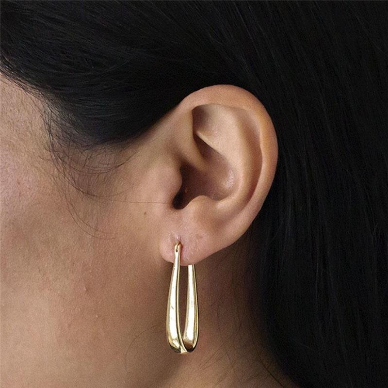 ARGOLA FOLHEADA GOTA ALONGADA