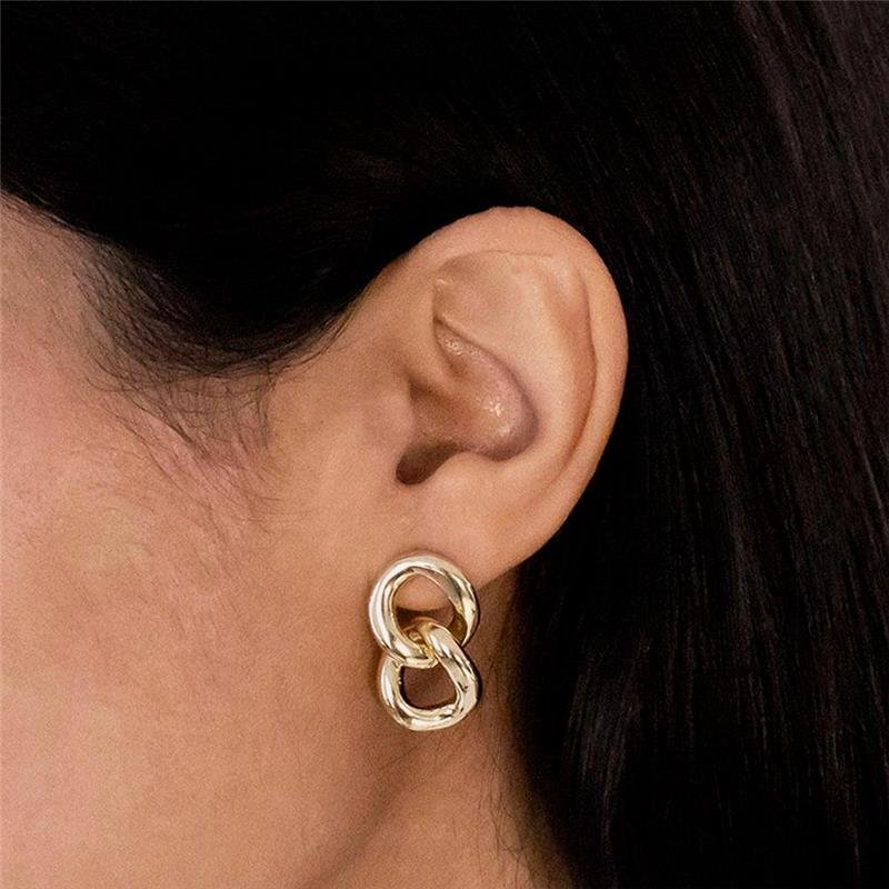 BRINCO FOLHEADO ELO DUPLO