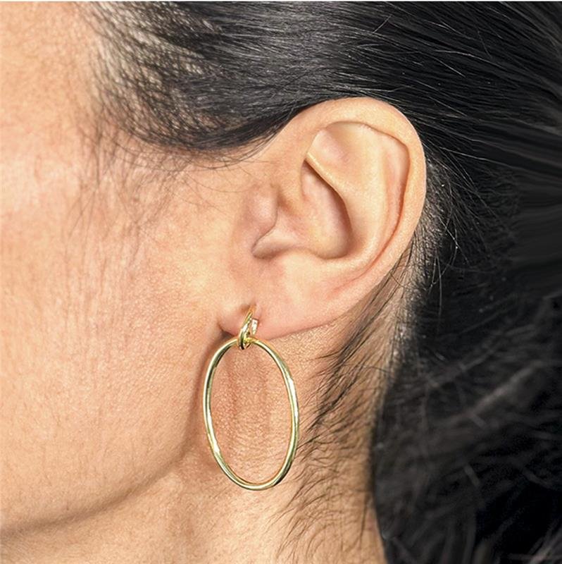 BRINCO FOLHEADO LISO OVAL 