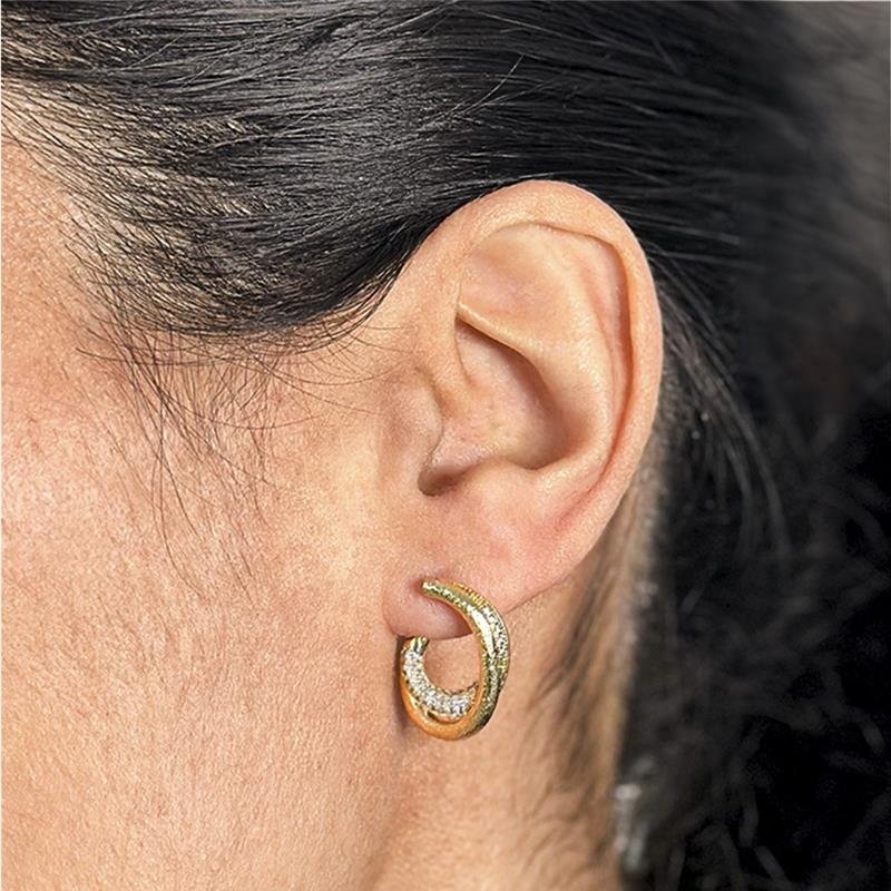 BRINCO FOLHEADO ZIRCÔNIA FOSCO