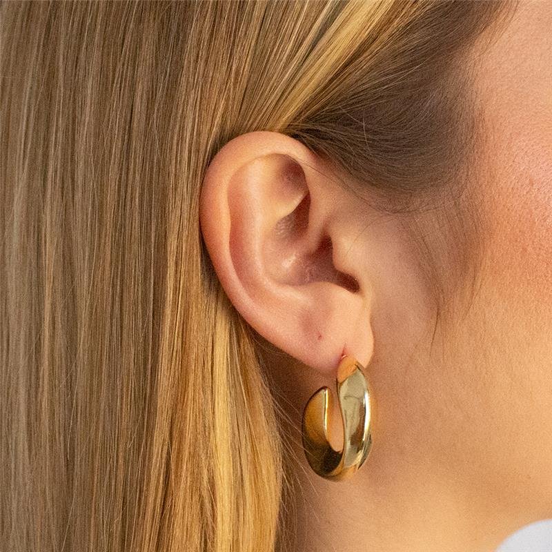 ARGOLA FOLHEADA LISA - BOLD 