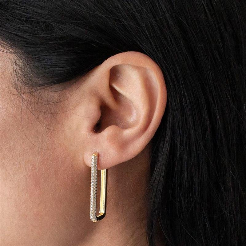 ARGOLA FOLHEADA QUADRADA ZIRCÔNIA